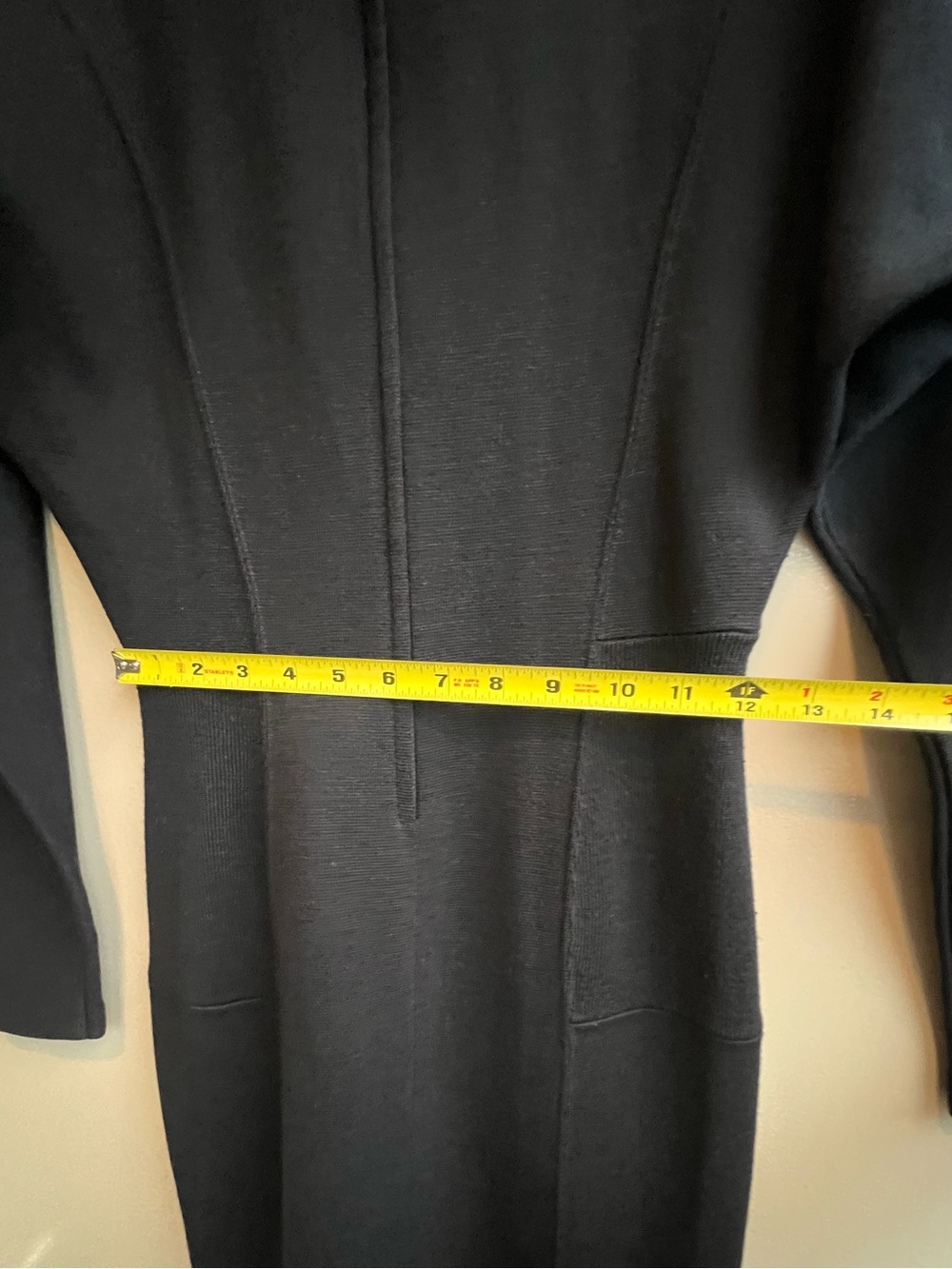Outlander Black Size S Minimalist Knit Dress Office Bodycon Midi Quiet Luxury - Picture 13 of 15